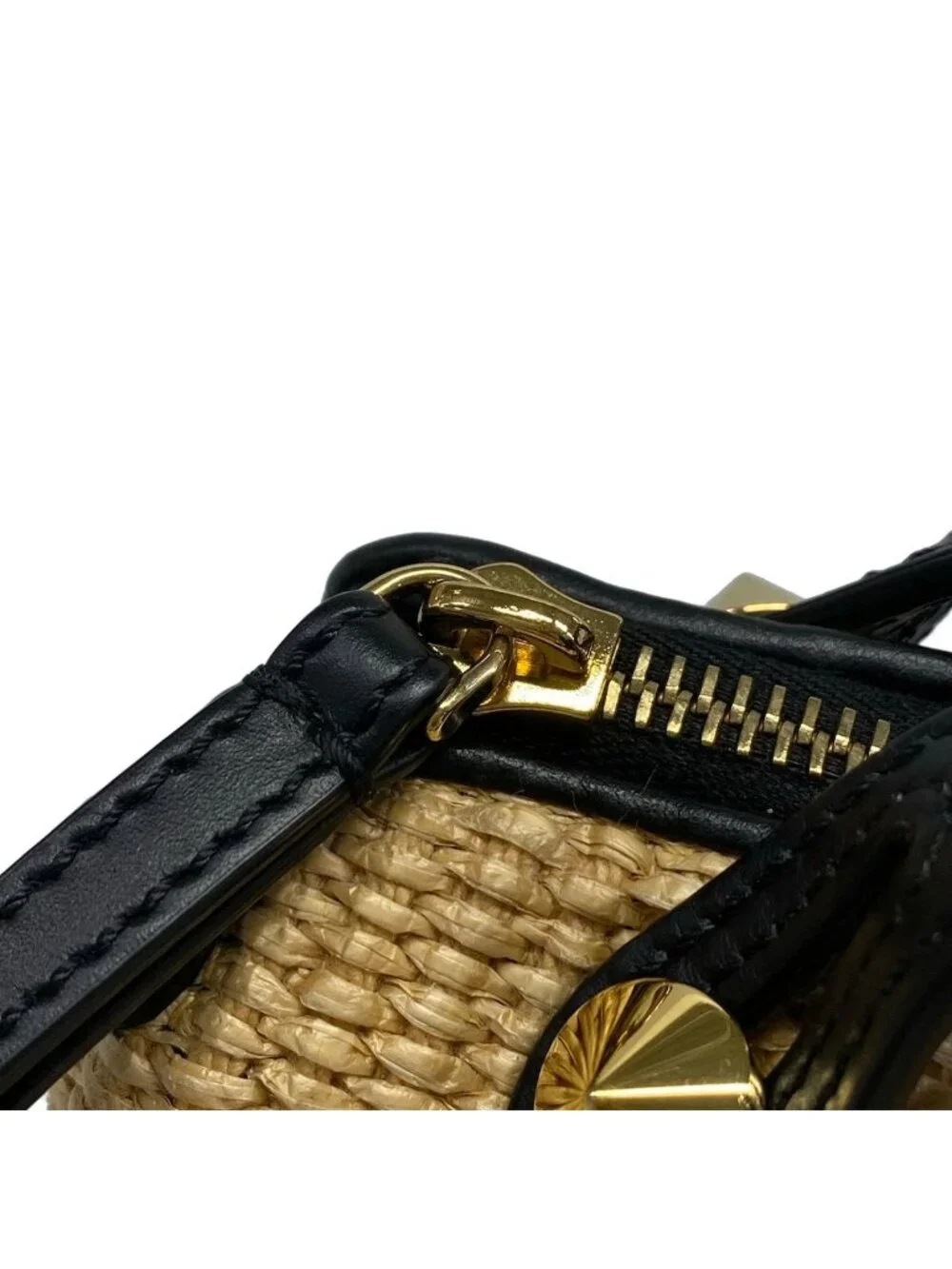 Fendi Handbag Mini Visible Beige Black Leather
